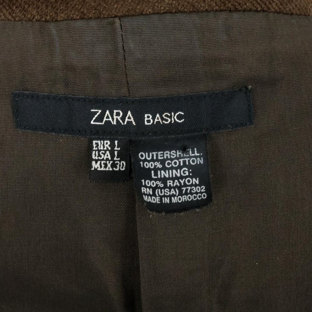 Zara Basic Jacket Womens Large Brown Corduroy Lin… - image 3